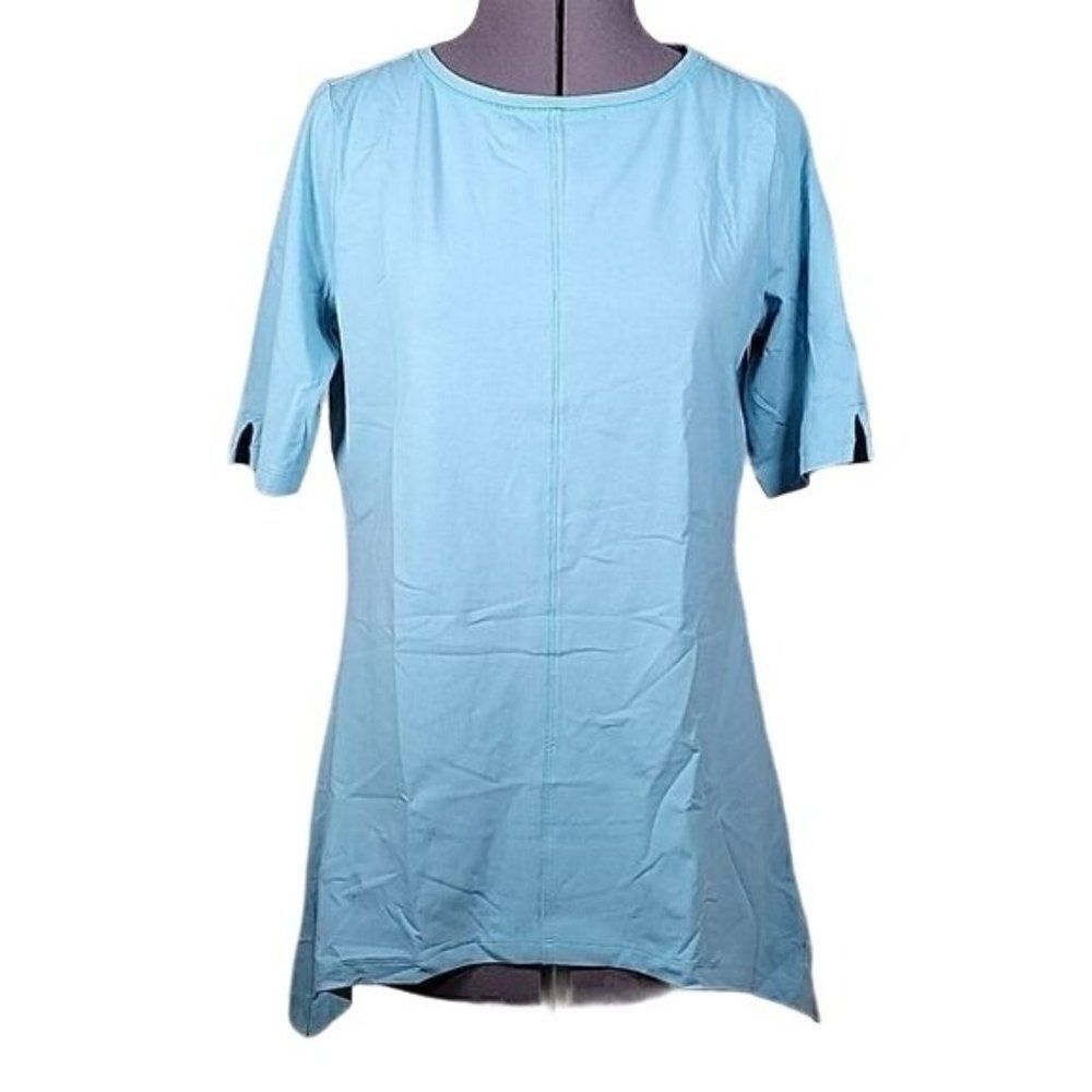 NWOT Denim & Co. Bateau-Neck Elbow-Sleeve Trapeze Tunic Sz XS